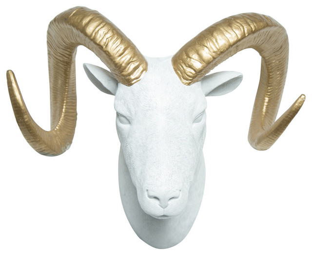 Interior Illusions Plus GOAT HEAD TAXIDERMY WHITE/GOLD Wall