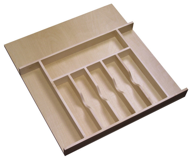 Short Wood Cutlery Tray Insert Transitional Kitchen Drawer Short Wood Cutlery Tray Insert