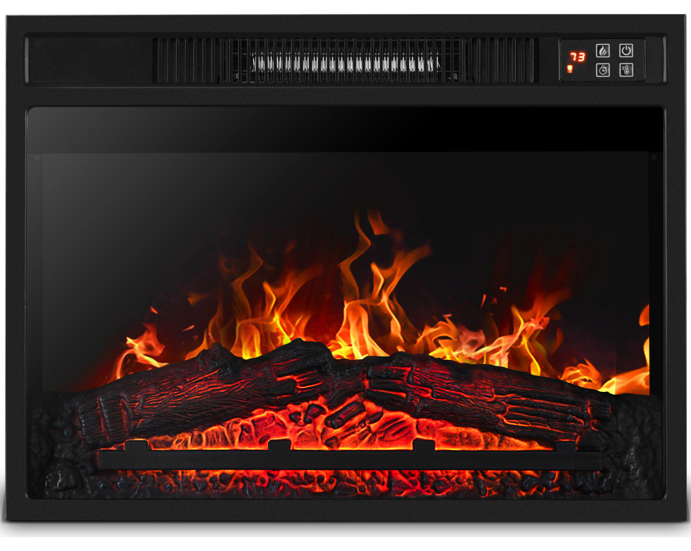 Embedded Electric Fireplace Glass View, Remote Control Electric Fireplace Logs