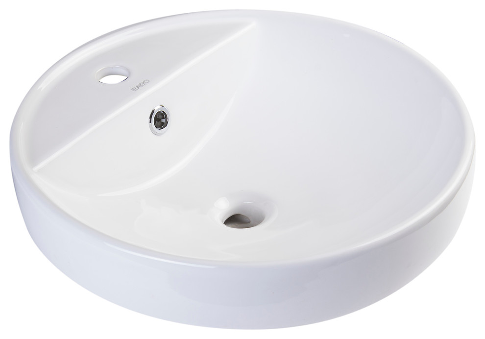 EAGO Round Ceramic Above Mount Bathroom Basin Vessel Sink BA141