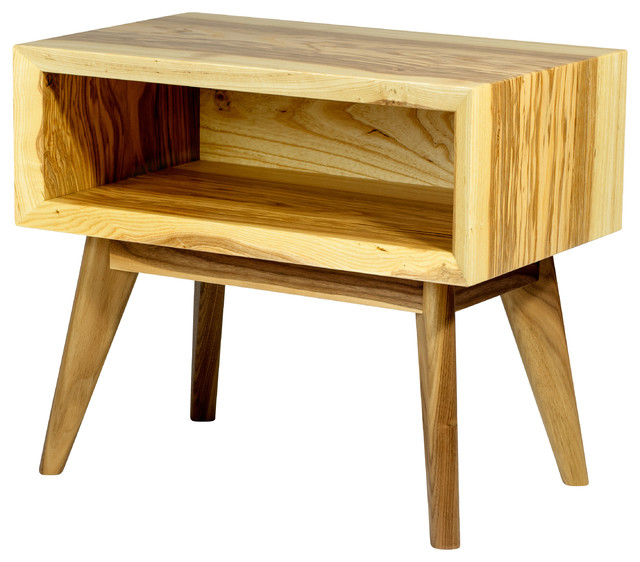 Mid century modern inspired solid ash end table/ nightstand with walnut legs Midcentury