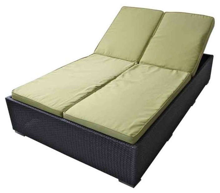 Modway - Evinve Two-Seater Outdoor Chaise Recliner In Espresso With Peridot Cush