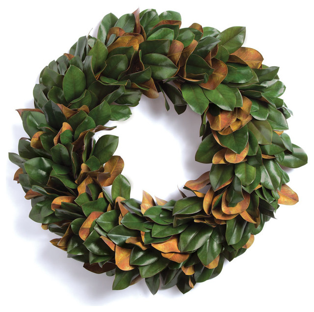 Magnolia Leaf 24" Wreath Contemporary Wreaths And Garlands by