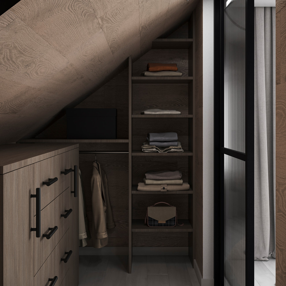 Дизайн интерьера мансардного этажа в частном доме.