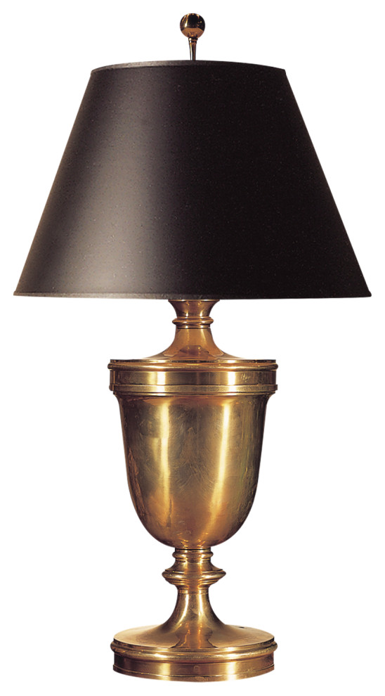 Classical Urn Form Large Table Lamp, Brass Table Lamps With Black Shades