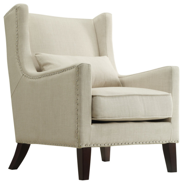 Loris Contemporary Linen Wingback Accent Chair, Tan