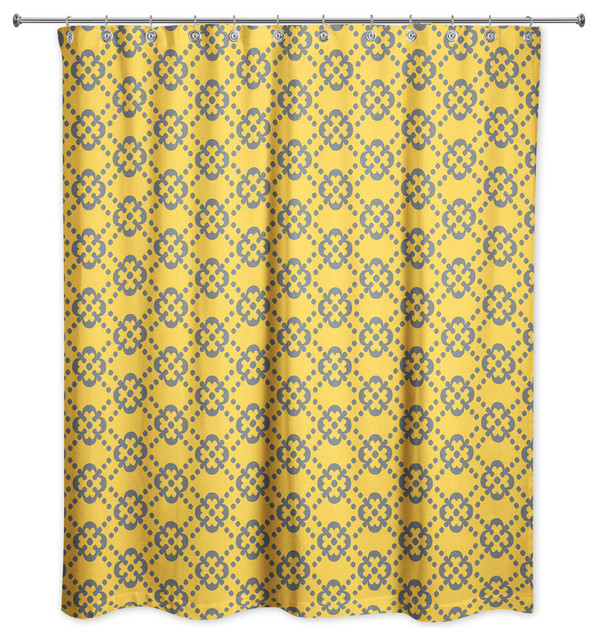 Fl Argyle In Yellow And Gray Shower, Yellow And Gray Shower Curtain