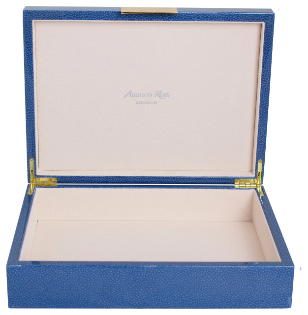 Addison Ross Large Blue Shagreen Lacquer Box With Gold - Contemporary ...