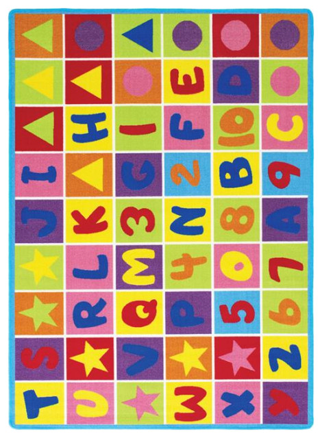 Furniture of America Baffy Fabric Letter and Number Multi-Color 5'x7 ...