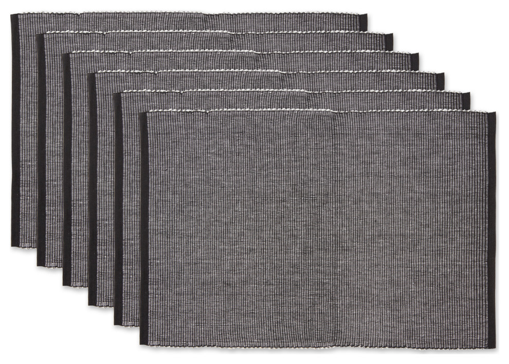Dii Black and White 2Tone Ribbed Placemat, Set of 6 Transitional