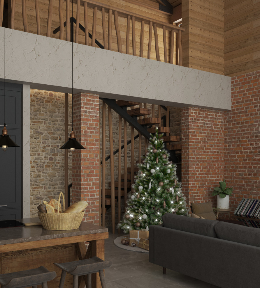 дизайн-проект интерьера деревянного загородного дома