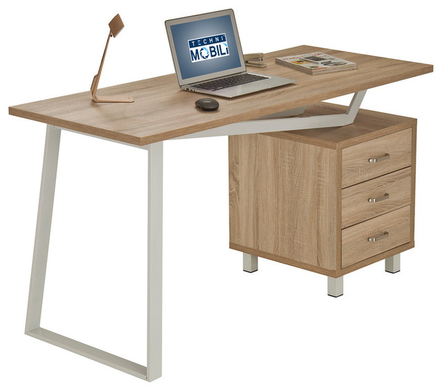 Modern Design Computer Desk With Storage Sand Contemporary