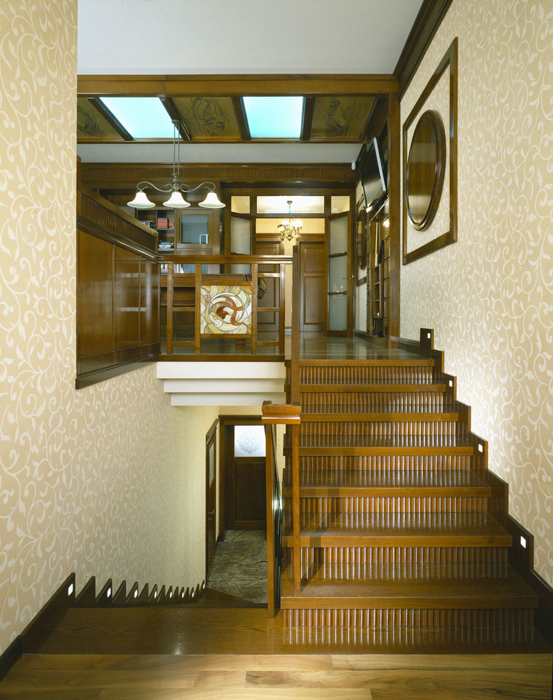 Inspiration for an eclectic wood u-shaped staircase in Moscow.