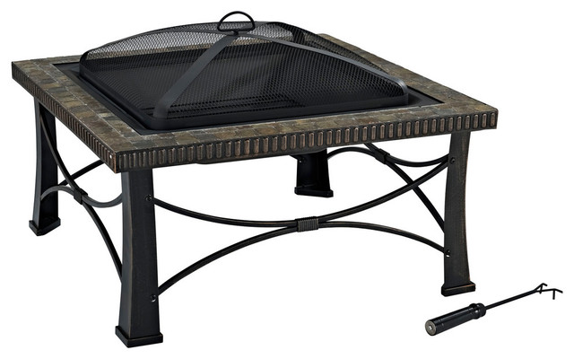 Crosley Furniture Firestone Square Slate Firepit In Black