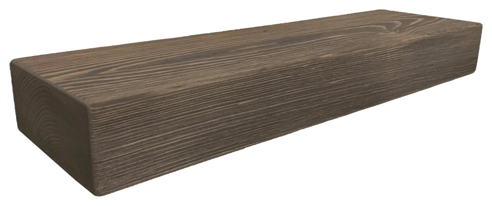 Rustic Floating Mountable Wood Shelf 3" Thick x 7" Deep, Pine, Gray, 18"