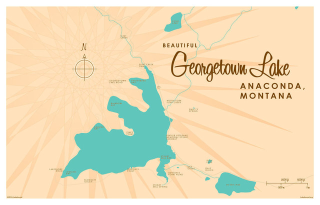 Lakebound Georgetown Lake Montana Map Art Print, 12"x18" - Contemporary ...