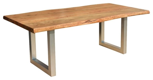 Hankin Live Edge Modern Rustic Industrial Iron Base Dining Table