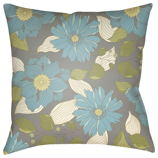 Moody Floral, 18x18x4 Pillow - Contemporary - Outdoor Cushions And ...