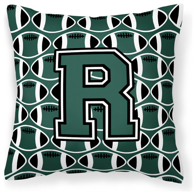 Letter R Football Green and White Fabric Decorative Pillow ...