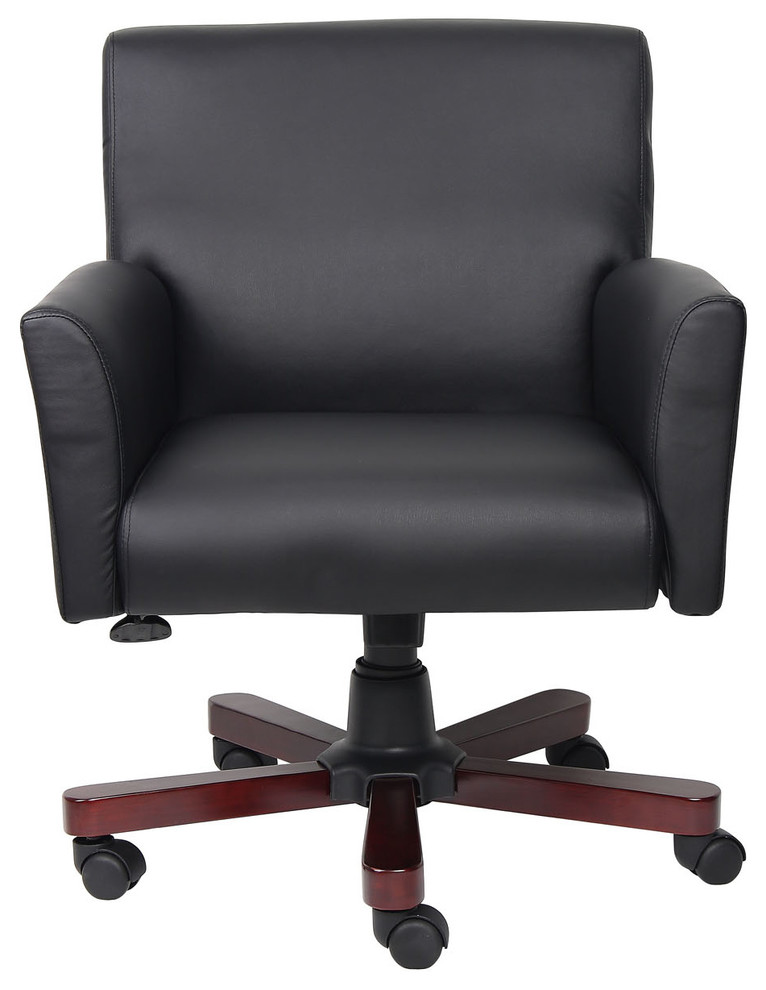 B616 Boss Chairs Boss Executive Box Arm Chair with Mahogany Base