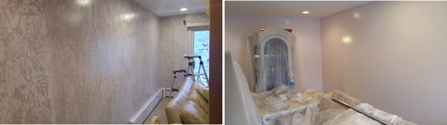 Faux painting. Frottage. Living room in Ozone Park, NY family-room