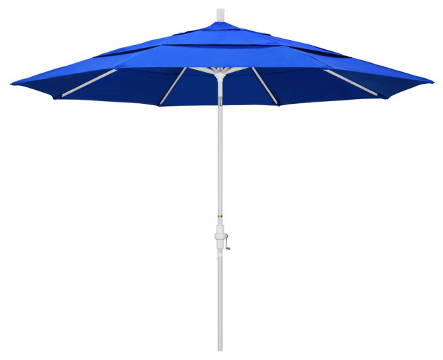 11' Aluminum Umbrella Collar Tilt Matted White, Pacific Blue