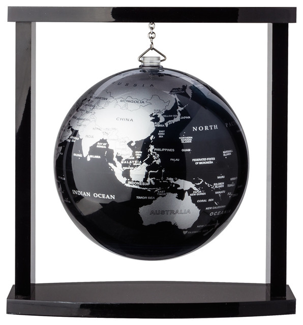 Mova - Pendant Black & Silver Spinning Globe