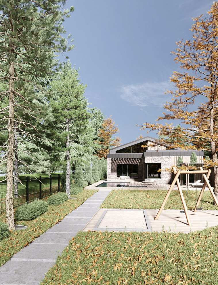 Одноэтажный дом с бассейном