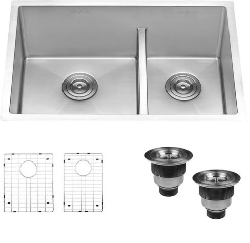 Ruvati 28 Low Divide Undermount Stainless Steel Kitchen Sink Rvh7255