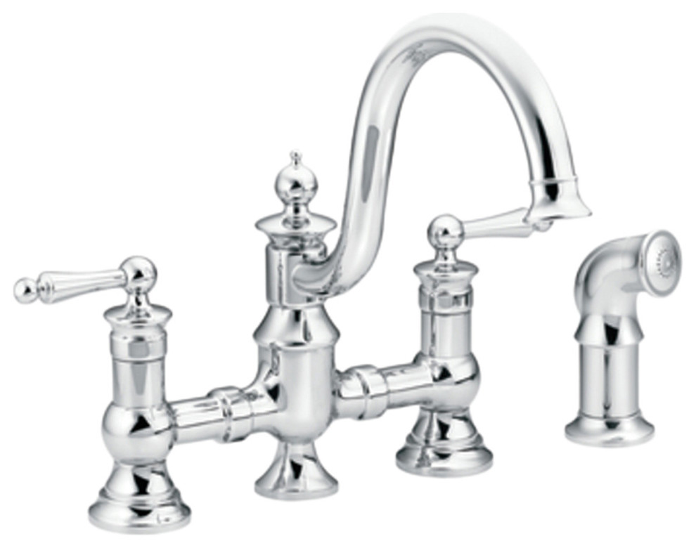 Moen S713 Waterhill Two Handle Kitchen Faucet in Chrome