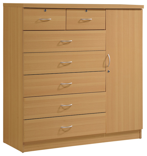 7 Drawer Jumbo Chest, With Additional Door Transitional Dressers