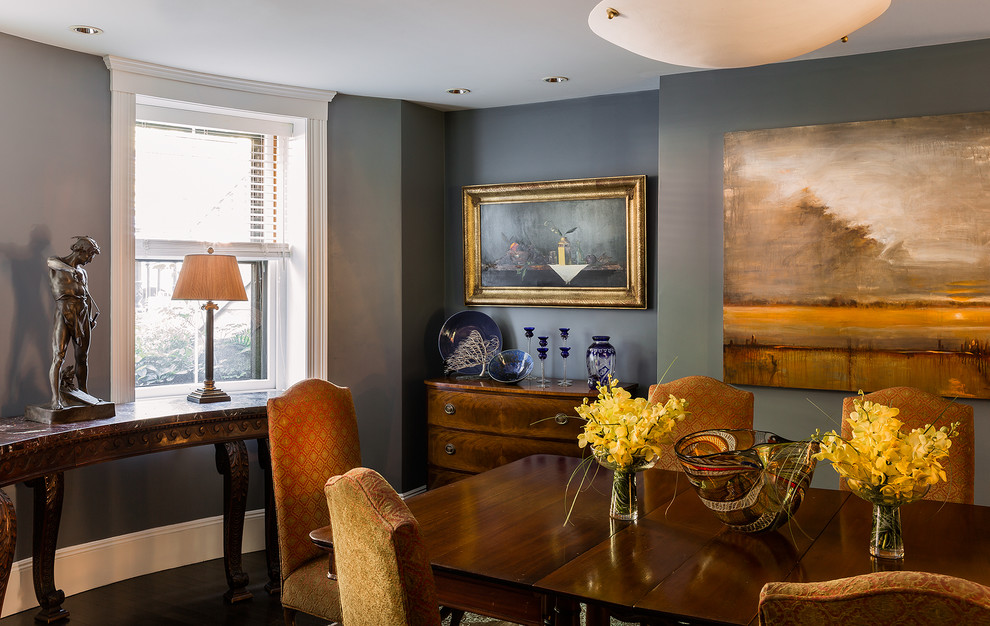 This is an example of a traditional dining room in Boston.