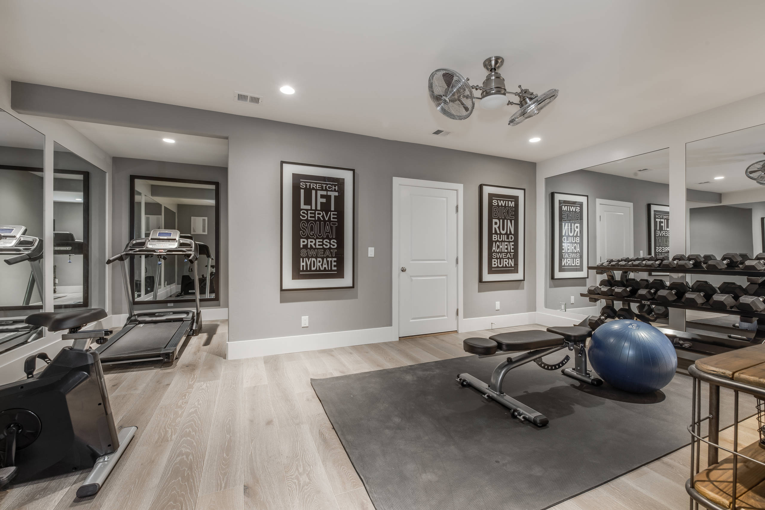 living room design with gym