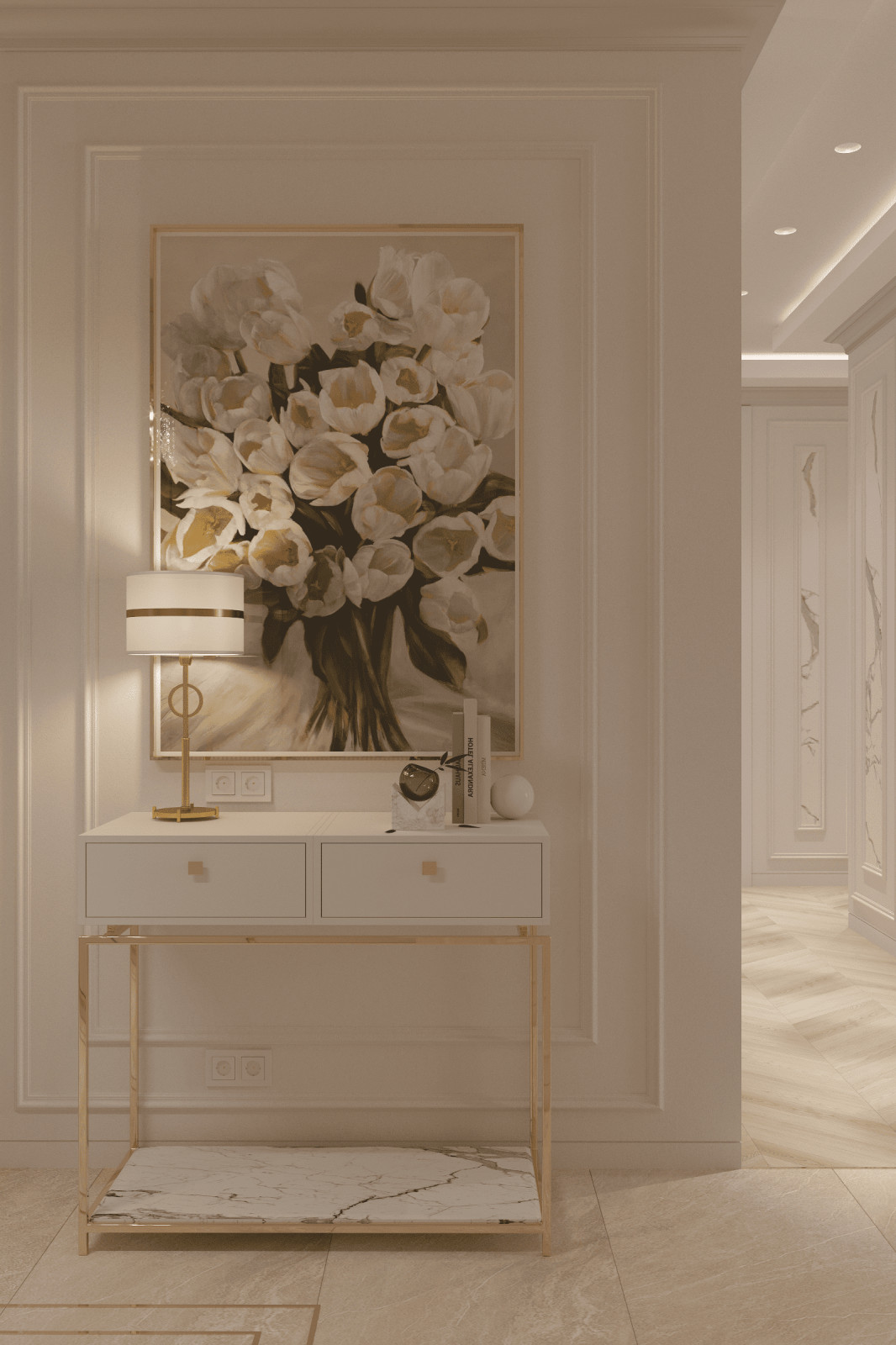 Просторная квартира в нежных оттенках со стильными элементами декора