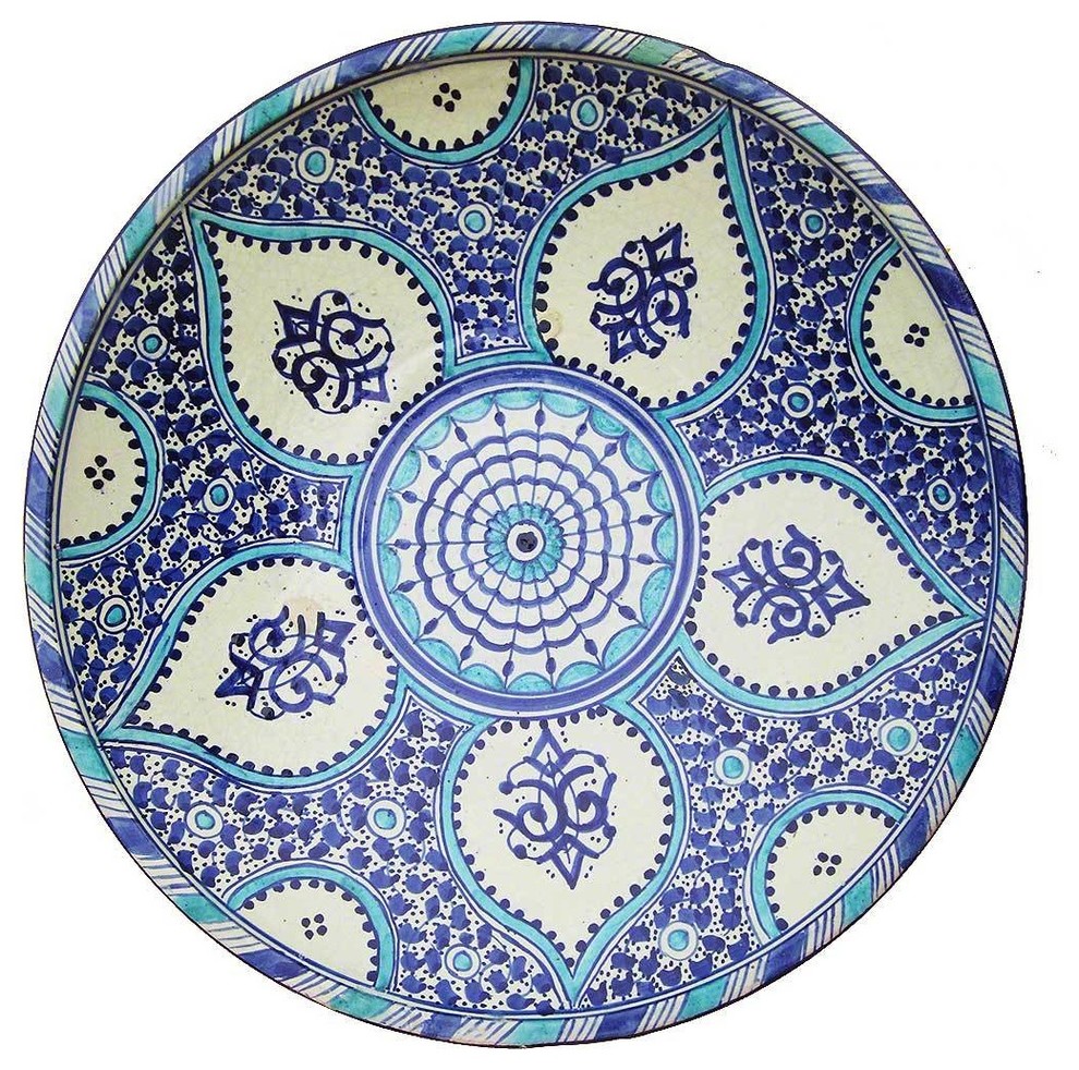 Large Hand-Painted Ceramic Moroccan Dish #204 - Mediterranean ...