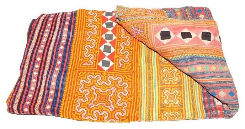 Pre-owned Yellow & Orange Hmong Blanket