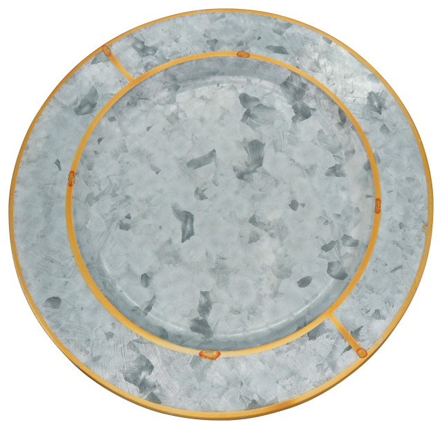 Gold Rim Galvanized Table Chargers, Set of 4 Contemporary Charger