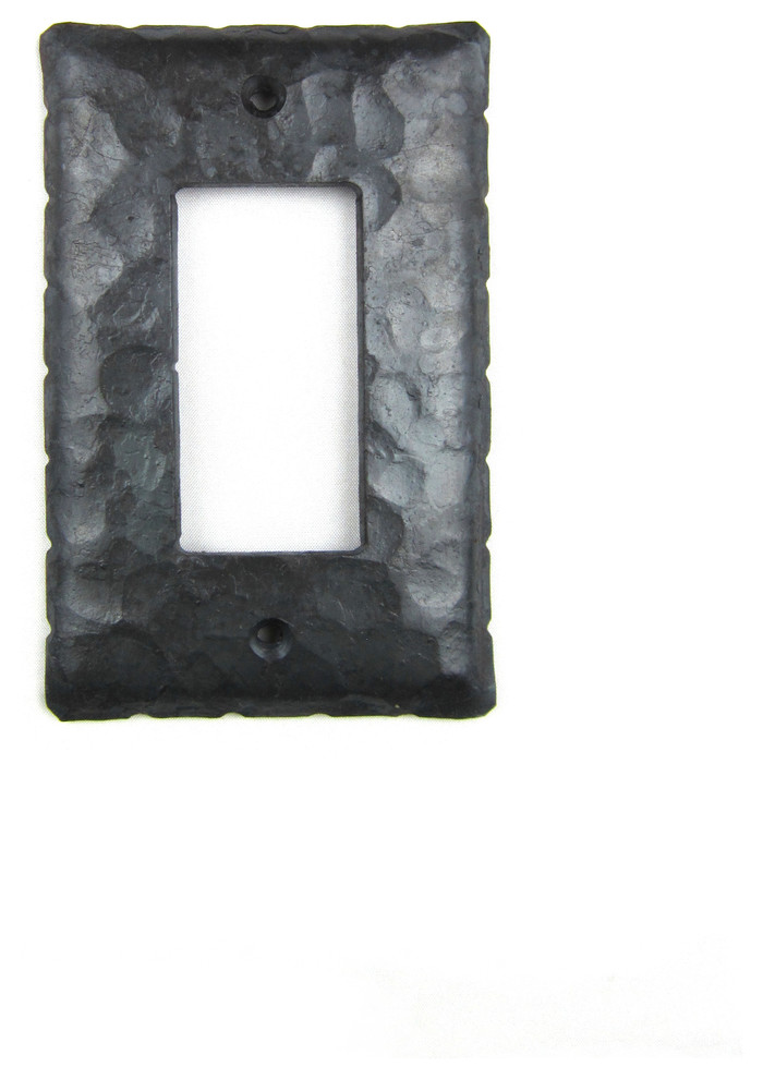 Rustic Rancho Style Hammered Iron Switch Plate Cover Single GFI EPH43, Black