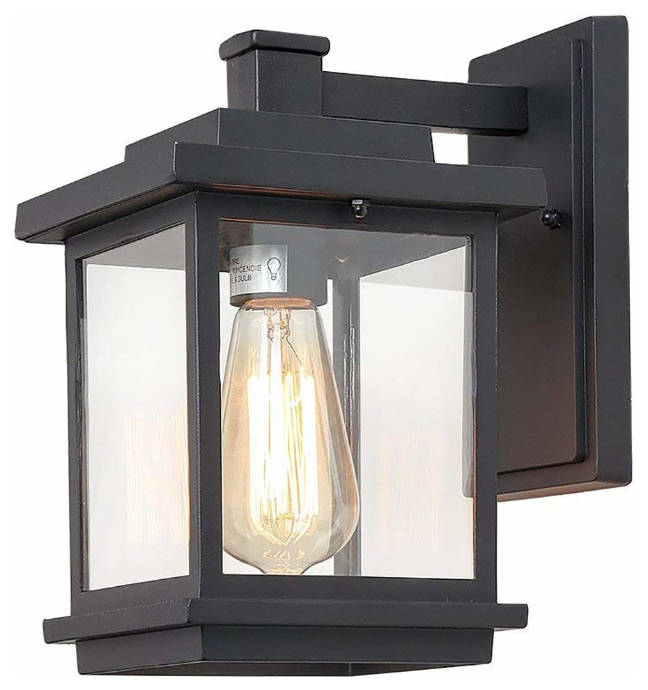 Transitional Aluminum Wall Sconce, Black Transitional Outdoor Wall