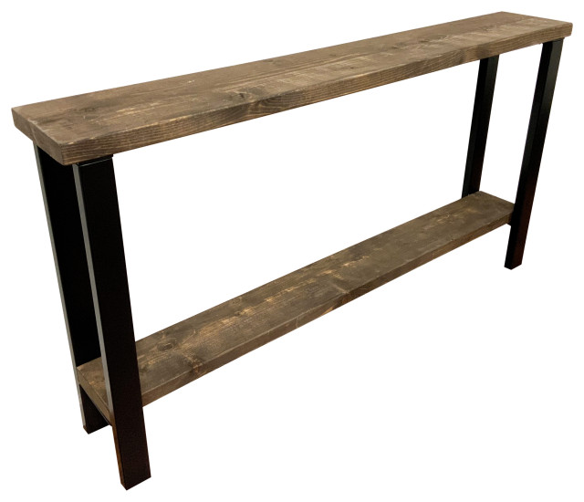 Rustic Mod Jet Industrial Metal Leg and Solid Wood Console Table