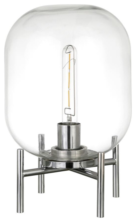 Edison 15.38 Tall Table Lamp with Glass Shade in Polished Nickel/Clear