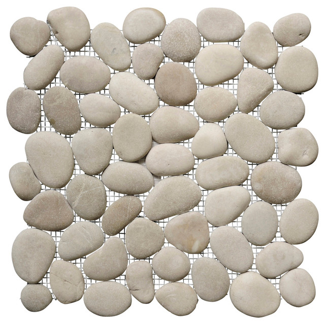 12 X12 Perfect Pebble Tile Beach Style Mosaic By Island Perfect Pebble Tile French Tan