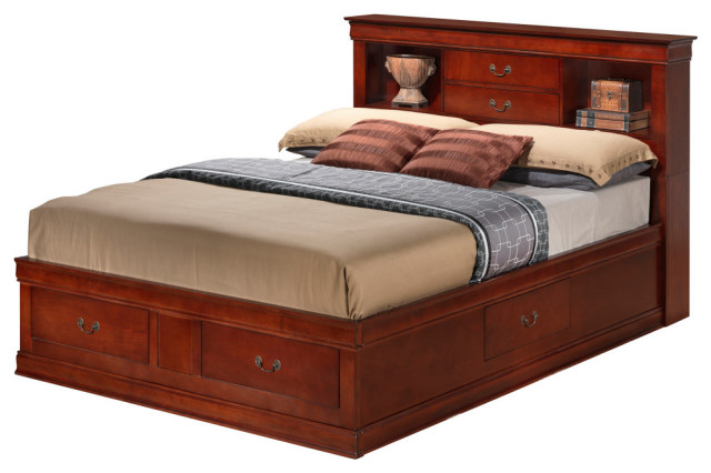 Louis Philippe King Storage Platform Bed - Traditional - Platform Beds ...