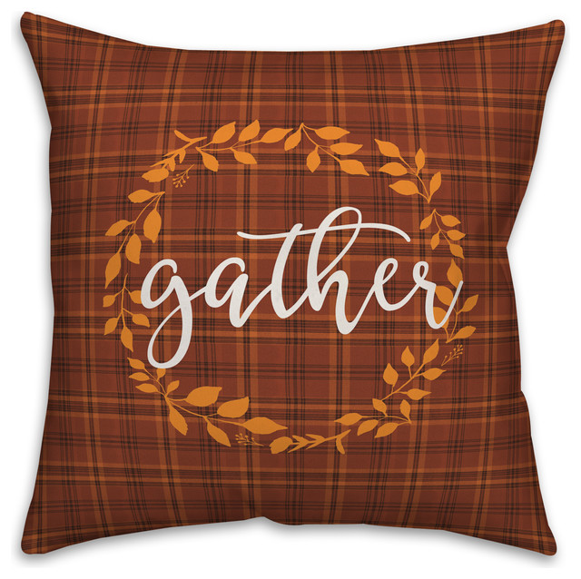 Gather Fall Plaid 18 X18 Throw Pillow Cover Rustic Decorative