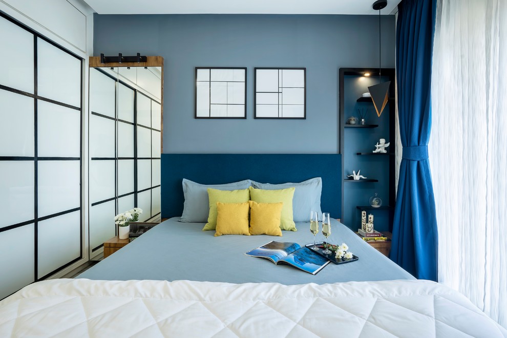 Design ideas for a scandinavian bedroom in Mumbai.