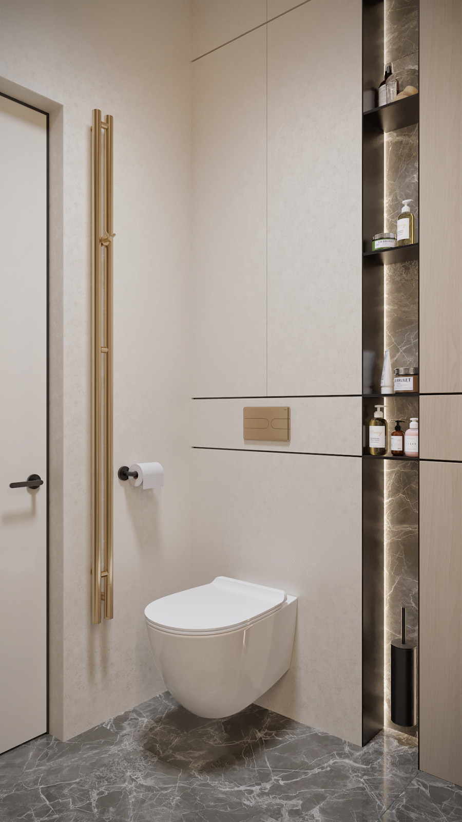 3к студия монохромный интерьер в стиле Современной классики