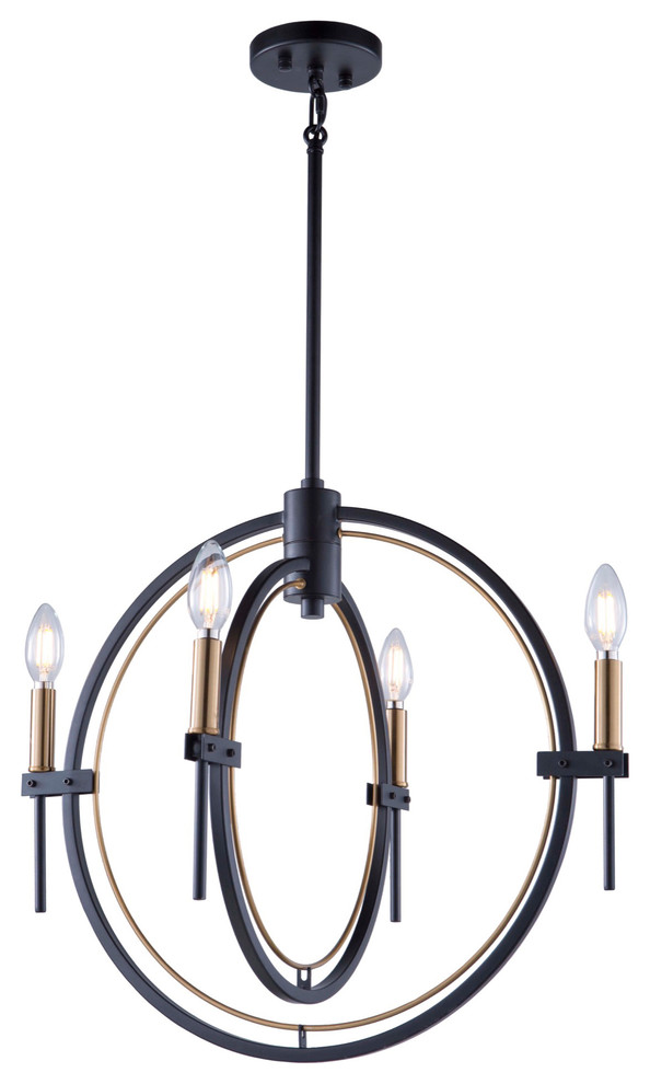 Anglesey AC11454 Chandelier, Matte Black and Harvest Brass