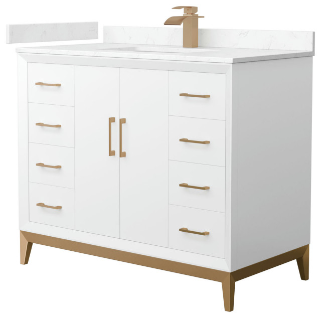 Amici 42 Inch Bathroom Vanity, Carrara Cultured Marble Countertop ...