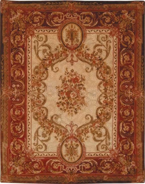 Victorian Style Rug, Light Gold and Red, 5'x8' Victorian Area Rugs