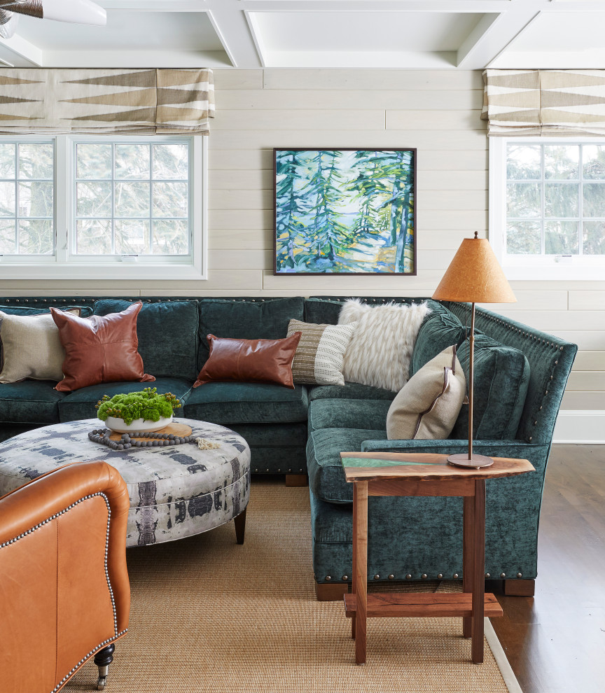 Beach style family room photo in Grand Rapids